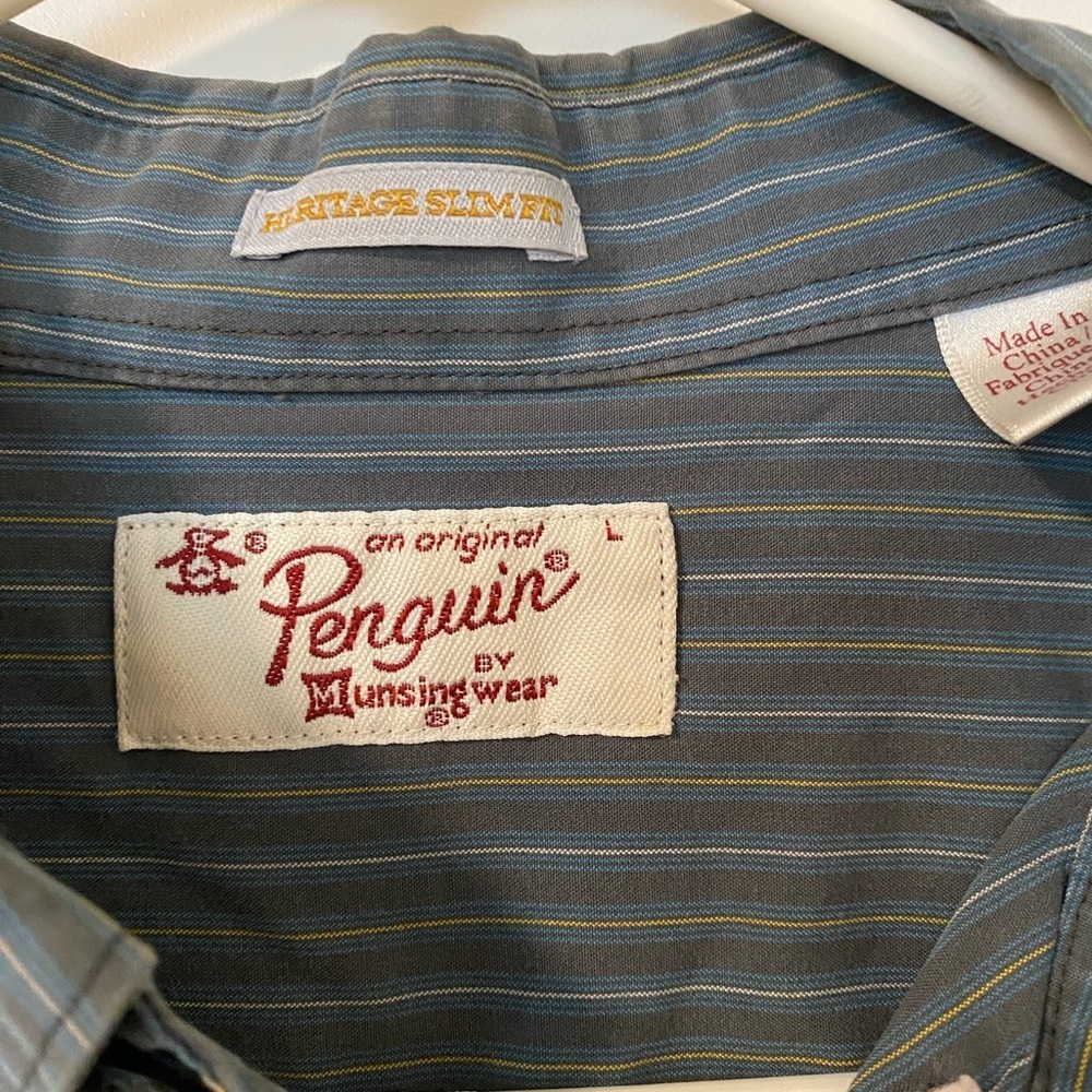 Original Penguin Men's Blue Striped Shirt - Picture 3 of 4
